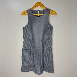 Monteau Blue and White Striped Sleeveless 100% Cotton Dress | M